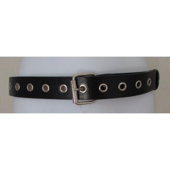 Black Genuine Leather Grommet Belt - Small - Picture 1 of 10